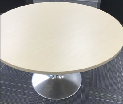 Round table with metal round base, View more