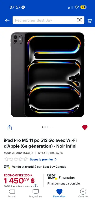 iPad Pro M5 11 po 512 Go avec Wi-Fi d'Apple (6e génération) , View more