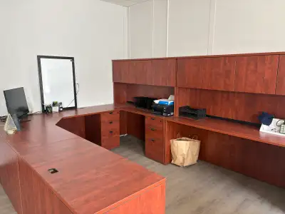 Office furniture, desks, hutches, file cabinet, View more