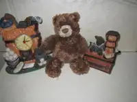 Teddy Bear Piggy Bank, Desk Clock &  Toy Set, QTY = 3