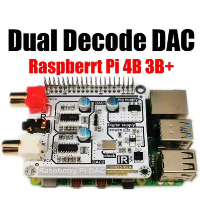 Raspberry Pi Dual ES9023 DAC, stream DAC with remote Support Raspberry Pi 4B and compatible 3B+\3B\2...