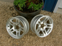 TWO ONLY 14" aluminum rims 5x4.25"