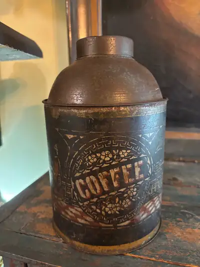 ☕️ Antique Coffee Tin (1890–1910) – Early Victorian Design ✨, View more