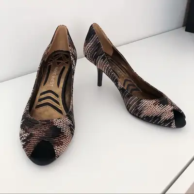 BNWT - Nine West - (Size 8.5) Brown Peep Toe Women's Heels Shoes, View more