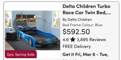 Delta Children Turbo race car twin bed, View more