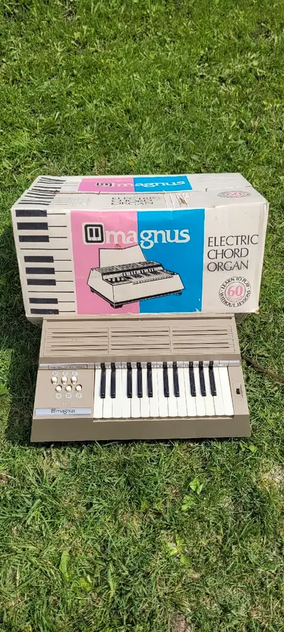 Magnus Electric Chord Organ. Comes with box. Pick up only in West Kildonan.