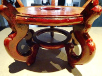 antique CHINESE urn Stand rosewood CARVED WOOD 11.5” fishbowl