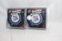 2 ensembles de sous-verres Rondelles de hockey Jets de Winnipeg