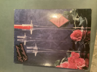 3 glass taper candle holders $20