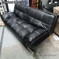 Black Leather Convertible Futon Sofa Bed