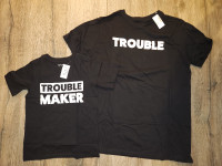 Family Matching Trouble/Trouble Maker T-shirts, BNWT