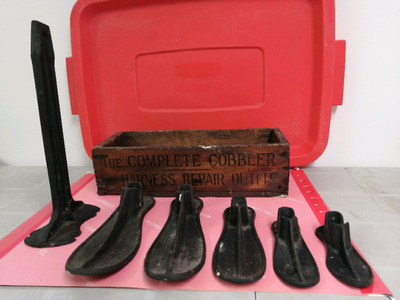 REDUCED PRICE Cobbler repair kit antique shoe repair, View more