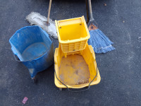 Commercial mop bucket set and broom