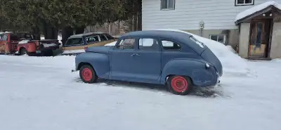 1948 plymouth 4 door good for parts a project or yard art. No ownership what you see is what you get...