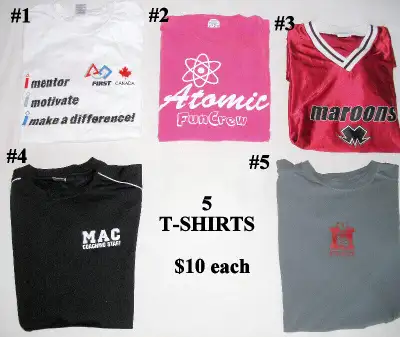 5 T-Shirts, $10 each, unisex,  XL and XXL, never worn, View more