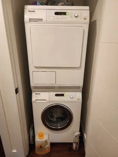 Miele honeycomb stackable washer and dryer, View more