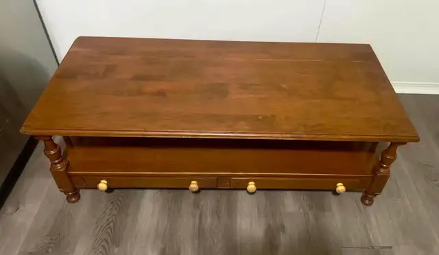 Solid Wood Coffee Table with 2 Drawers 