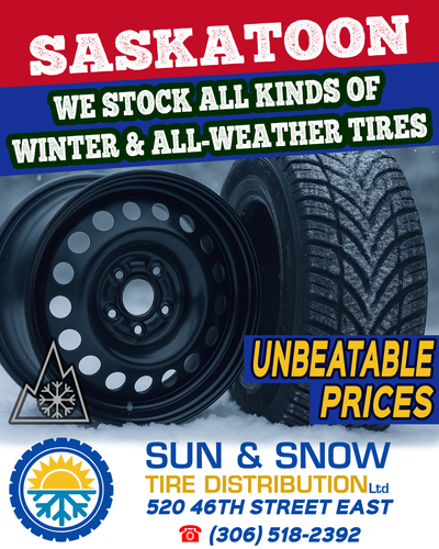 WINTER TIRES & STEEL WHEELS – IN STOCK! Looking for winter tires in Saskatoon? We carry all sizes, 3...