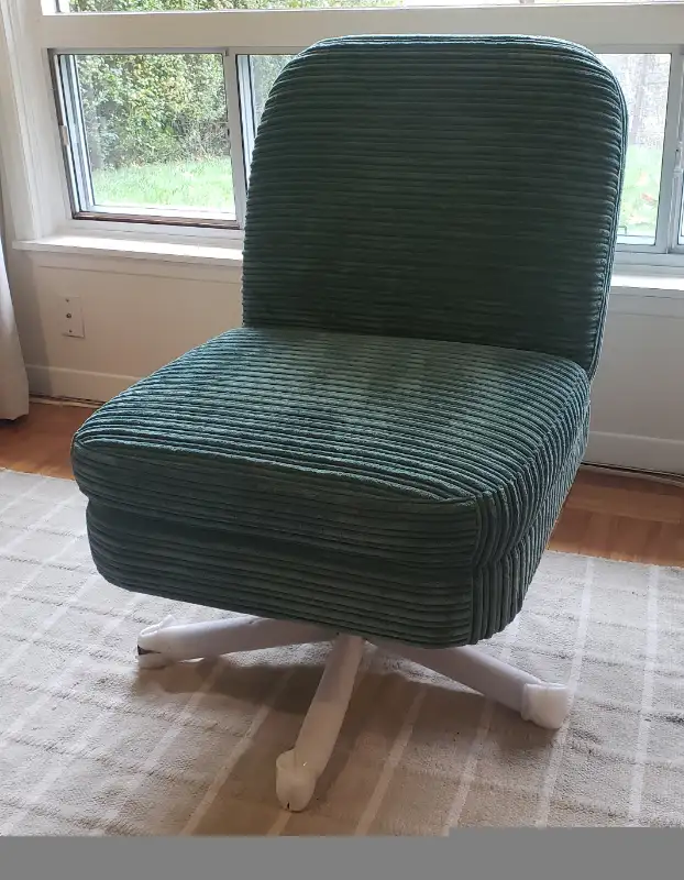 Spaulding Channel Velvet Accent Swivel Chair with Brass Base in Chairs & Recliners in Miramichi - Image 3