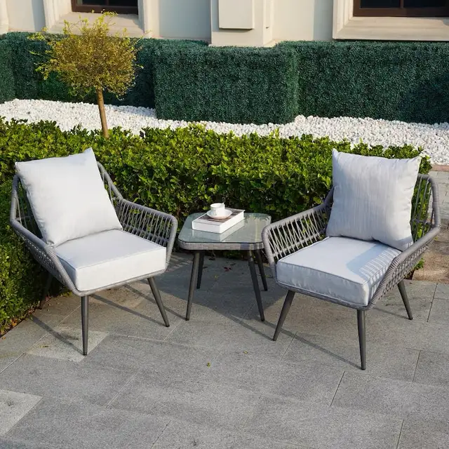3 Piece Patio Furniture Set Small Outdoor Wicker Rattan Front Po in Patio & Garden Furniture in Markham / York Region - Image 6