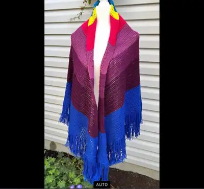 Like new vintage rainbow shawl or throw- unisex, View more