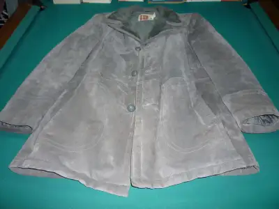 Vintage Rice Sportswear Grey Suede Long Jacket w lining - Nice!, View more
