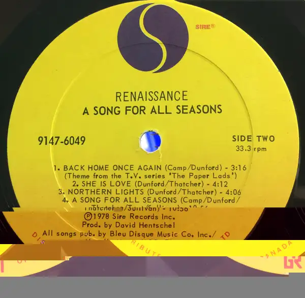 A Song For All Seasons 1978 8th LP record album by Renaissance in CDs, DVDs & Blu-ray in Markham / York Region - Image 6