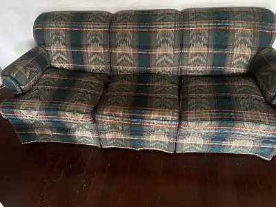 Three-Seater Plaid Fabric Sofa, View more