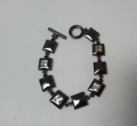 New, Hematite bracelet with Clear Crystals
