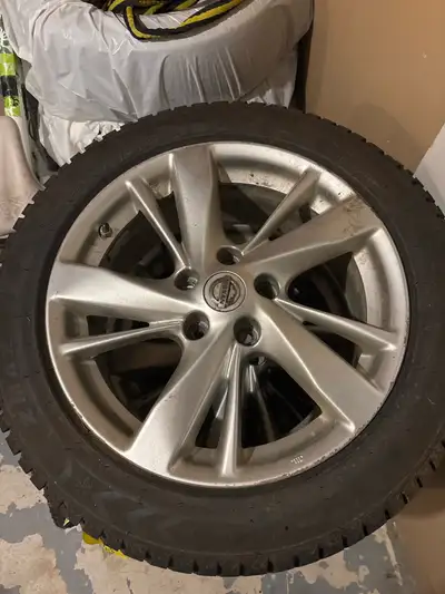 Winter tires on rims, used only one season. Stored indoors. 5 x 114.3 bolt size