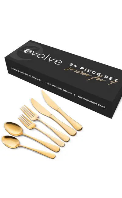 Evolve Gold Flatware Set, View more