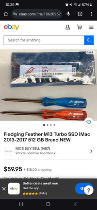 Fledging Feather M13 Turbo SSD iMac 2013-2017 512 GB Brand NEW