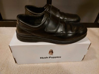Boys Hush Puppies Black Leather Shoes - Size 6