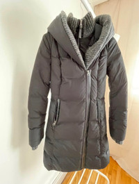 Mackage Black Long Winter Jacket Knit Details, size XXS, conditi
