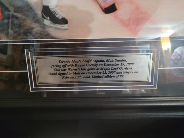 Wayne Gretzky And Mats Sundin LE Photo Frame  in Arts & Collectibles in St. Catharines - Image 2