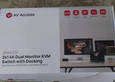 2 x 1  4K Dual 2 x 1 4K Dual Monitor KVM Switch with docking, View more