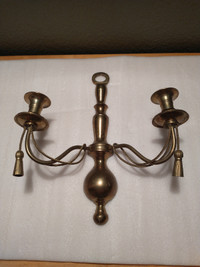 Vintage brass wall sconce for 2 candles.