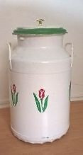 Vintage Milk Can with Lid Painted - Tulips Flowers