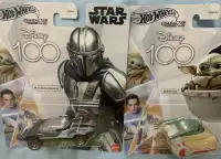 Hot Wheels Star Wars Disney 100 Mandalorian Grogu Lot 2 Cars Fig