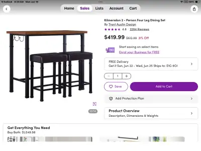 Two person /Dining set + 2 Stools, View more