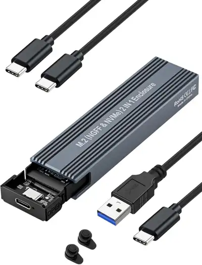 Vcom M.2 NVME SATA SSD Enclosure Case for SSDs 2242 2260 2280, View more
