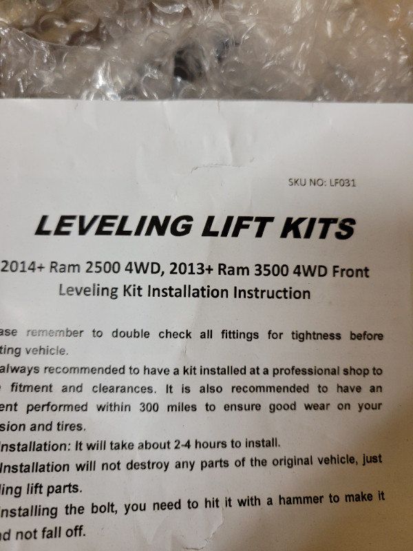 For Sale: 2014+ Ram 2500 and 2013+ Ram 3500 Front Level kit in Other Parts & Accessories in Vanderhoof