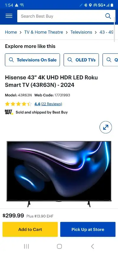 2024 - 4K TV SALE! HISENSE 43" 4K ROKU Smart TV FROM $200, View more
