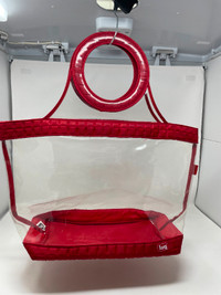 LUG Clear and Red Large Tote Bag with Circle Handles