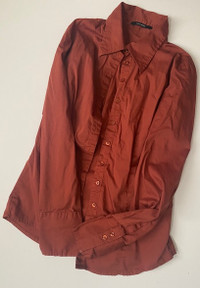 New Vero Moda Dress Shirt, Rust, Women's Large, 75% Cotton