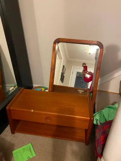 Vintage teak console table with mirror for sale, View more