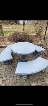 Concrete table and benches 