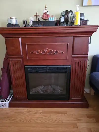Electric Fireplace with Wood Mantel, View more