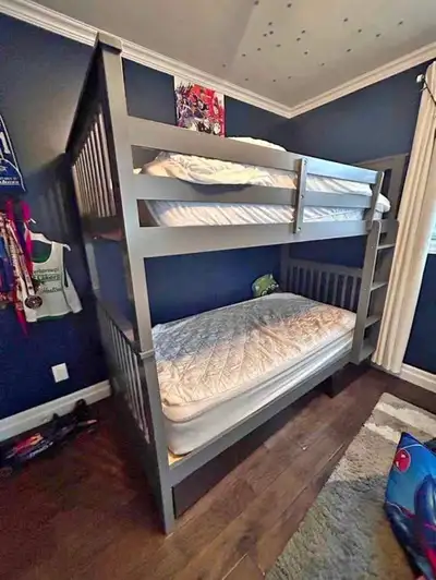 White Twin Bunk Bed Frame - Perfect for Kids/ Guest Room, View more