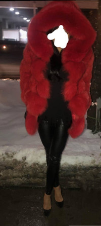 Red fox fur coat
